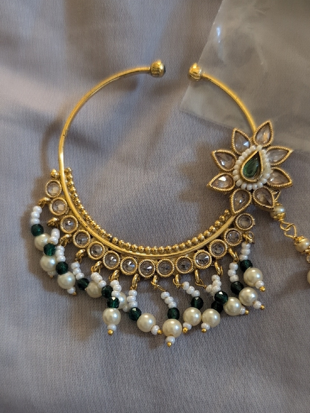 Nose Hoop (NON Pierced) with Pearl Dangles